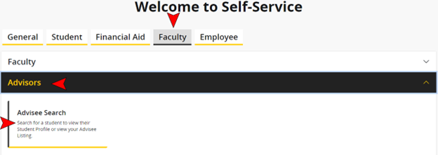 Faculty Self Service tab