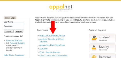 AppalNet Direct link tot self service